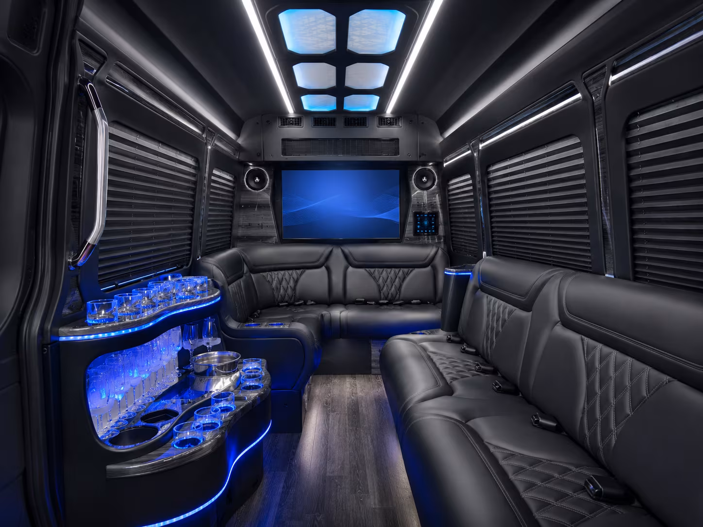 warren 30 passenger party bus interior